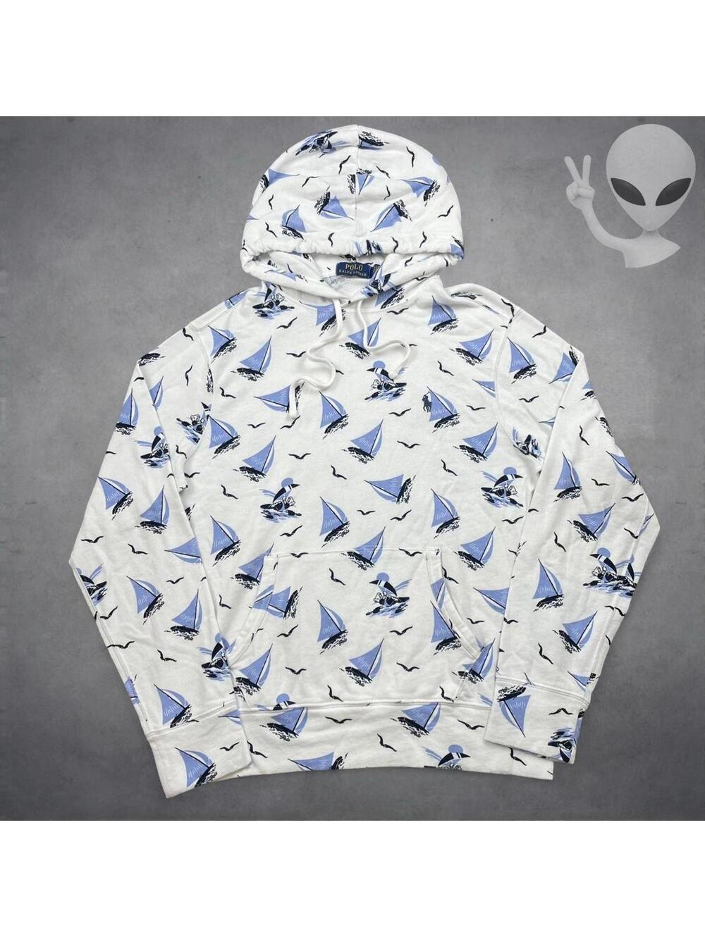 Polo Ralph Lauren Sailboat Surfing Polo Bear AOP Spa Terry Hoodie Mens US S